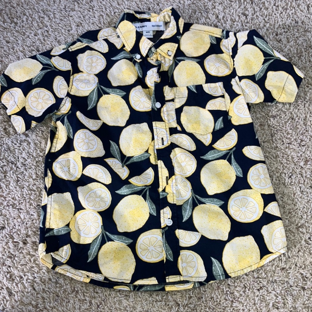 Lemon Print Casual Button Up Shirt Boys